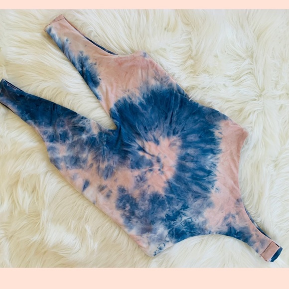 Fore Tops - Fore Tie Dye Bodysuit S Blue Pink Tank